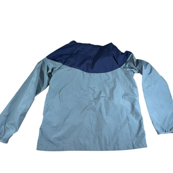 Nike Packable Running Wind Rain Jacket Womens XL‎ Hooded Big Logo Blue Gray - Picture 10 of 11